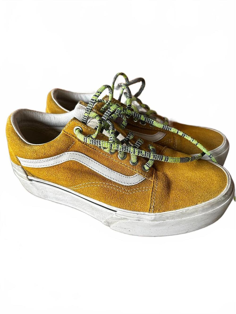 Unisex Vans Off The Wall Old Skool Mustard Gold Suede Sneakers Women 8.5